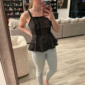 Endless Rose Black Lace Peplum Top